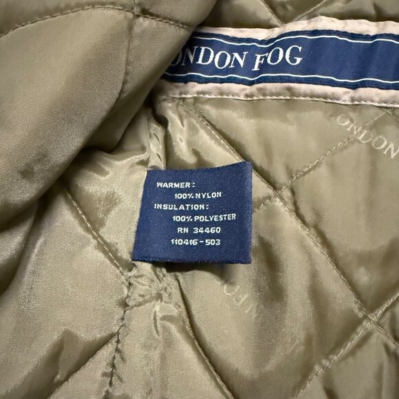 London Fog Khak(ease) Mens Beige Jacket bomber insulated vest chore field coat L - Picture 6 of 13